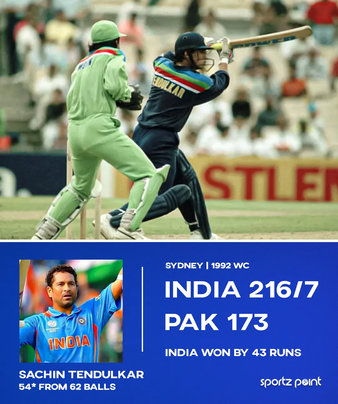 Sachin Tendulkar was the man of the match in India vs Pakistan match in 1992 World Cup  