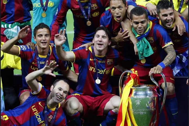 Lionel Messi in UCL | messi wins his second ucl trophy at wembley | Sportz Point