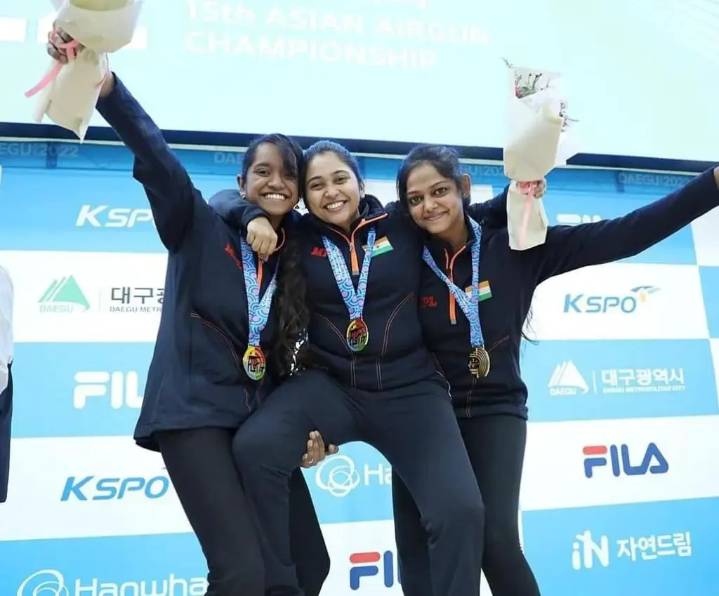 A hat-trick of Gold for Mehuli Ghosh at the Asian Airgun Championship in Korea | Sportz Point