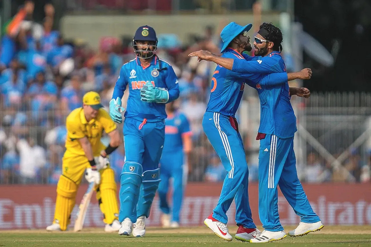 Ravindra Jadeja gets three wickets in two overs against Australia in Chennai  Image: ICC