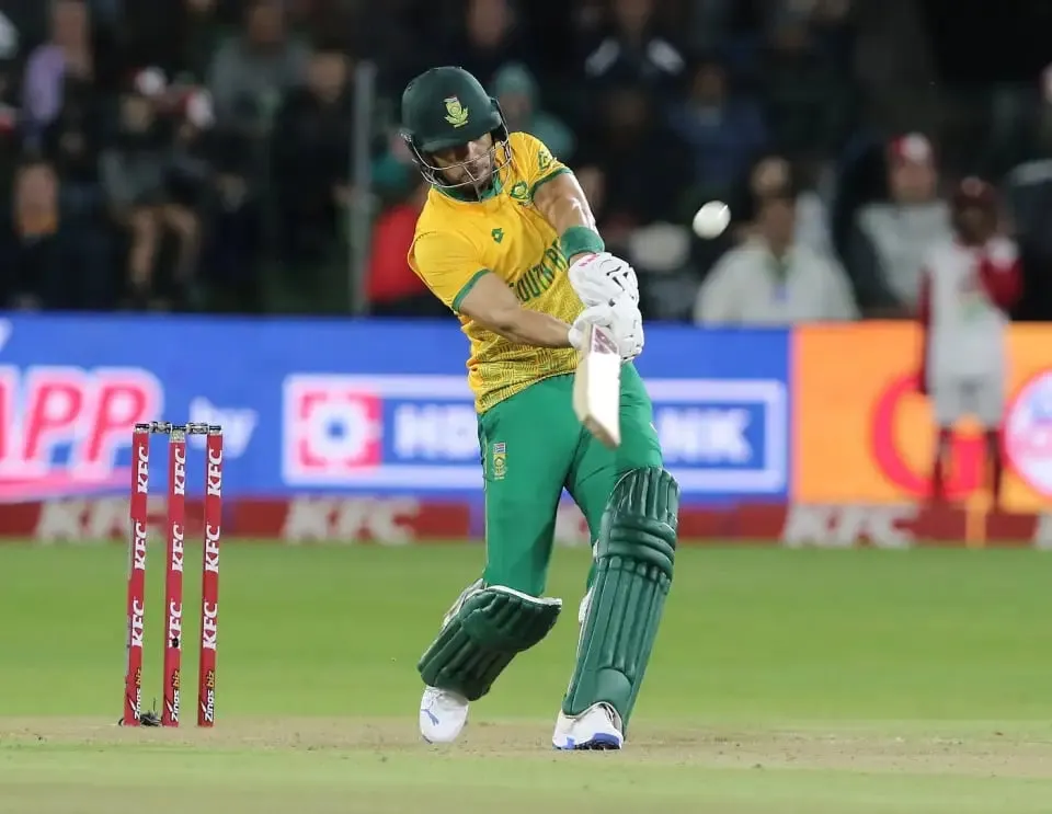 Reeza Hendricks sends one out of Gqeberha during the SA vs IND 2nd T20I match  Getty Images