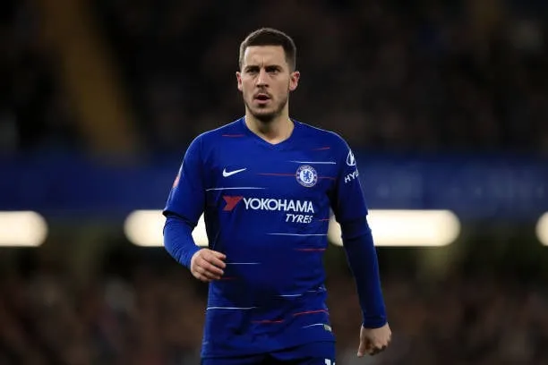 LONDON, ENGLAND - FEBRUARY 18: Eden Hazard of Chelsea during the FA Cup Fifth Round match between Chelsea and Manchester United at Stamford Bridge on February 18, 2019 in London, United Kingdom. (Photo by Marc Atkins/Getty Images)  