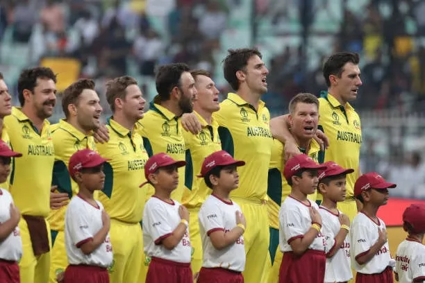 Australian Cricket Team during their National Anthems  Getty Images