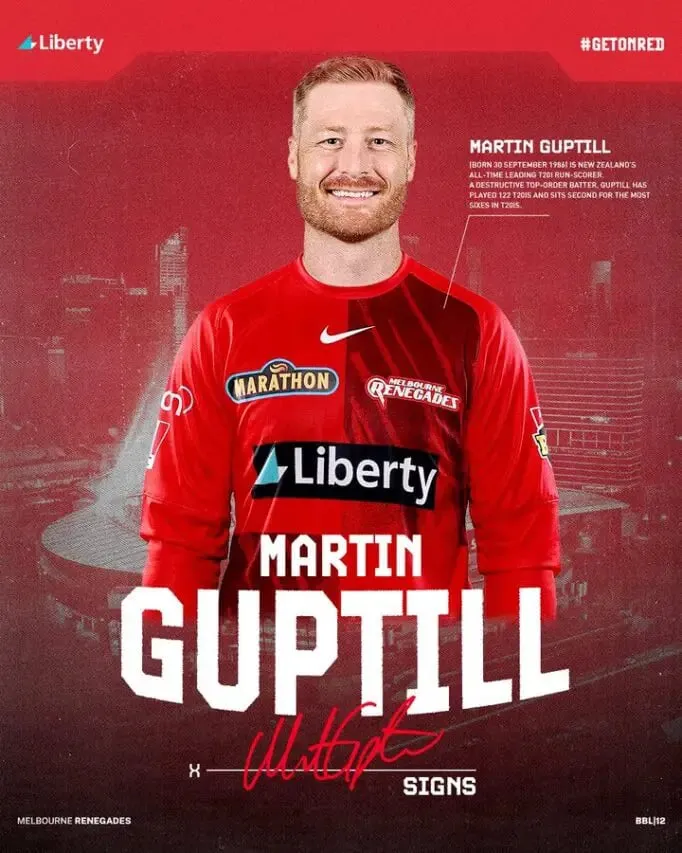 Martin Guptill joins Melbourne Renegades for BBL 12 | Sportz Point