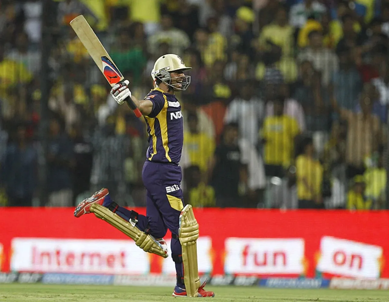 Manoj Tiwary after hitting the winning runs to win the IPL 2012 for KKR.  Image | BCCI