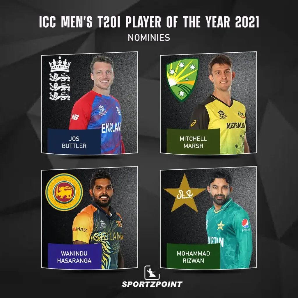 ICC Men's T20I Cricketer Of The Year 2021 Nominees - ICC Annual Awards - Sportz Point
