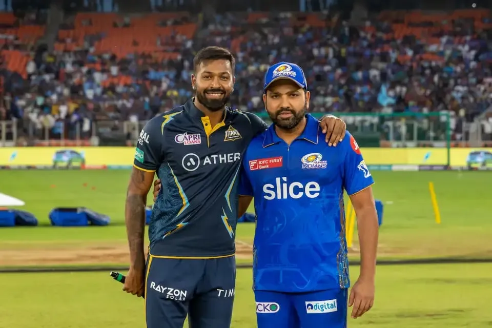 GT vs MI: Hardik Pandya and Rohit Sharma strike a pose after the toss | Sportz Point