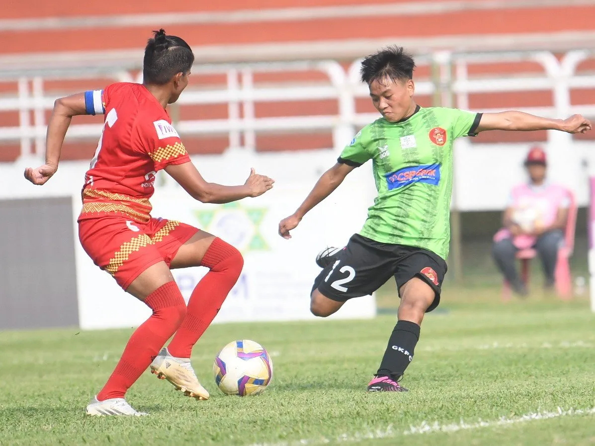 Asem Roja Devi of Gokulam Kerala found the net in the 12th minute of the match in IWL 2023-24.  Image | AIFF