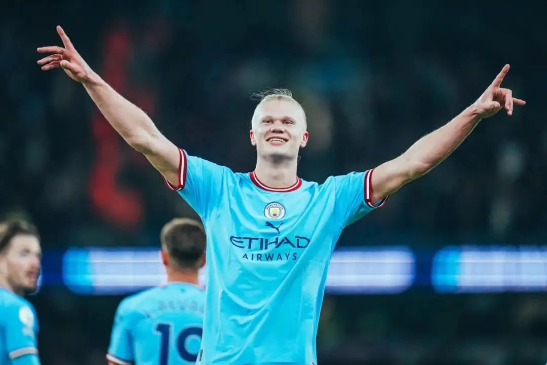 Erling Haaland after breaking the record for most goals scored in a single Premier League season | Sportz Point