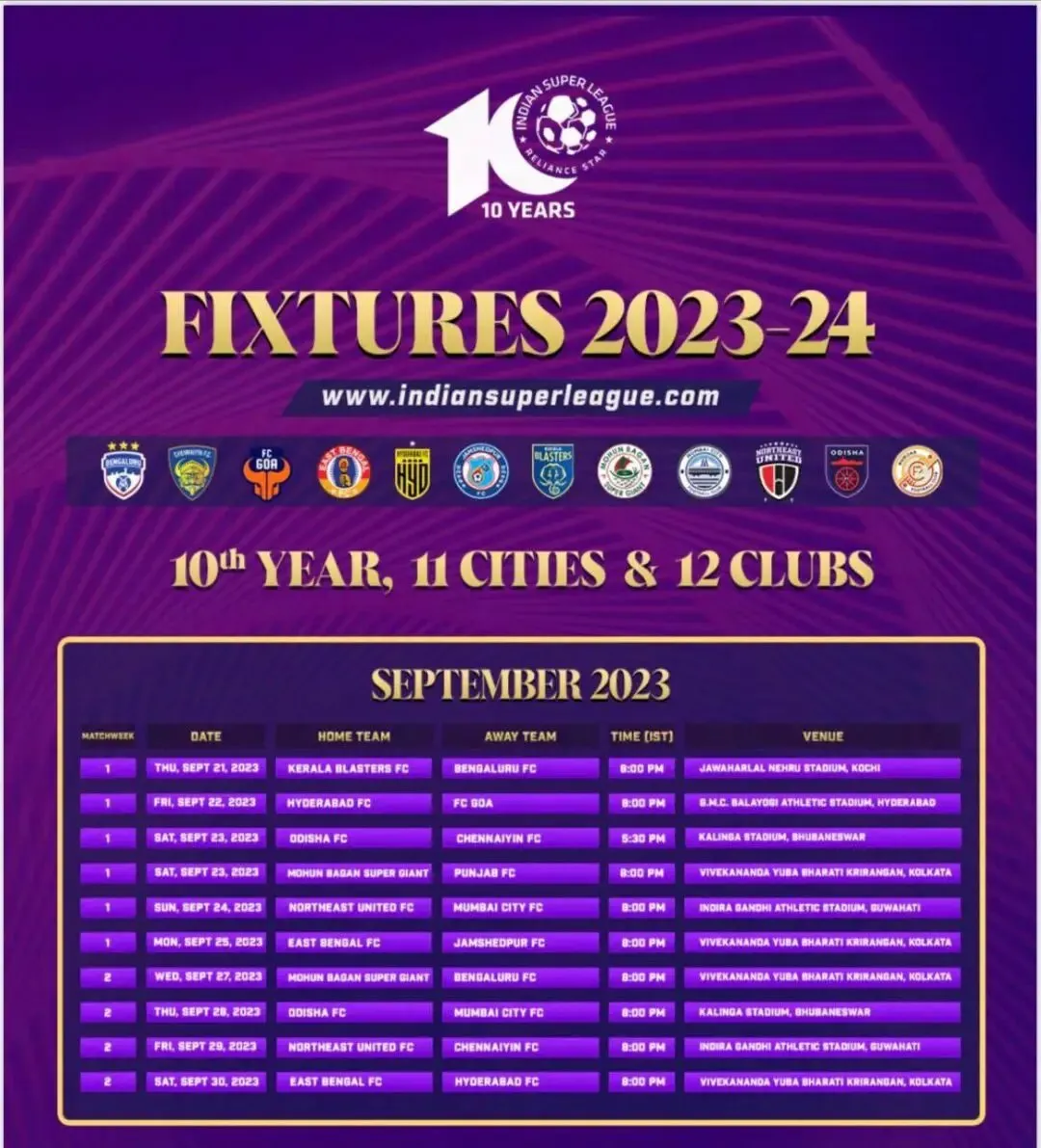 September 2023 schedule | Sportz Point