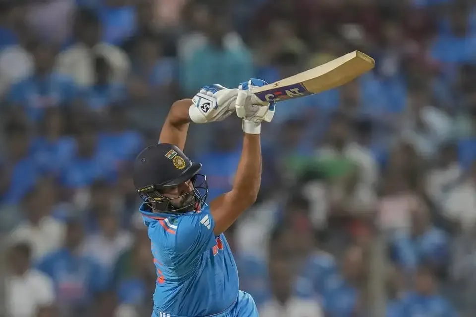 Rohit Sharma skips out and drives aerially  Image - Associated Press