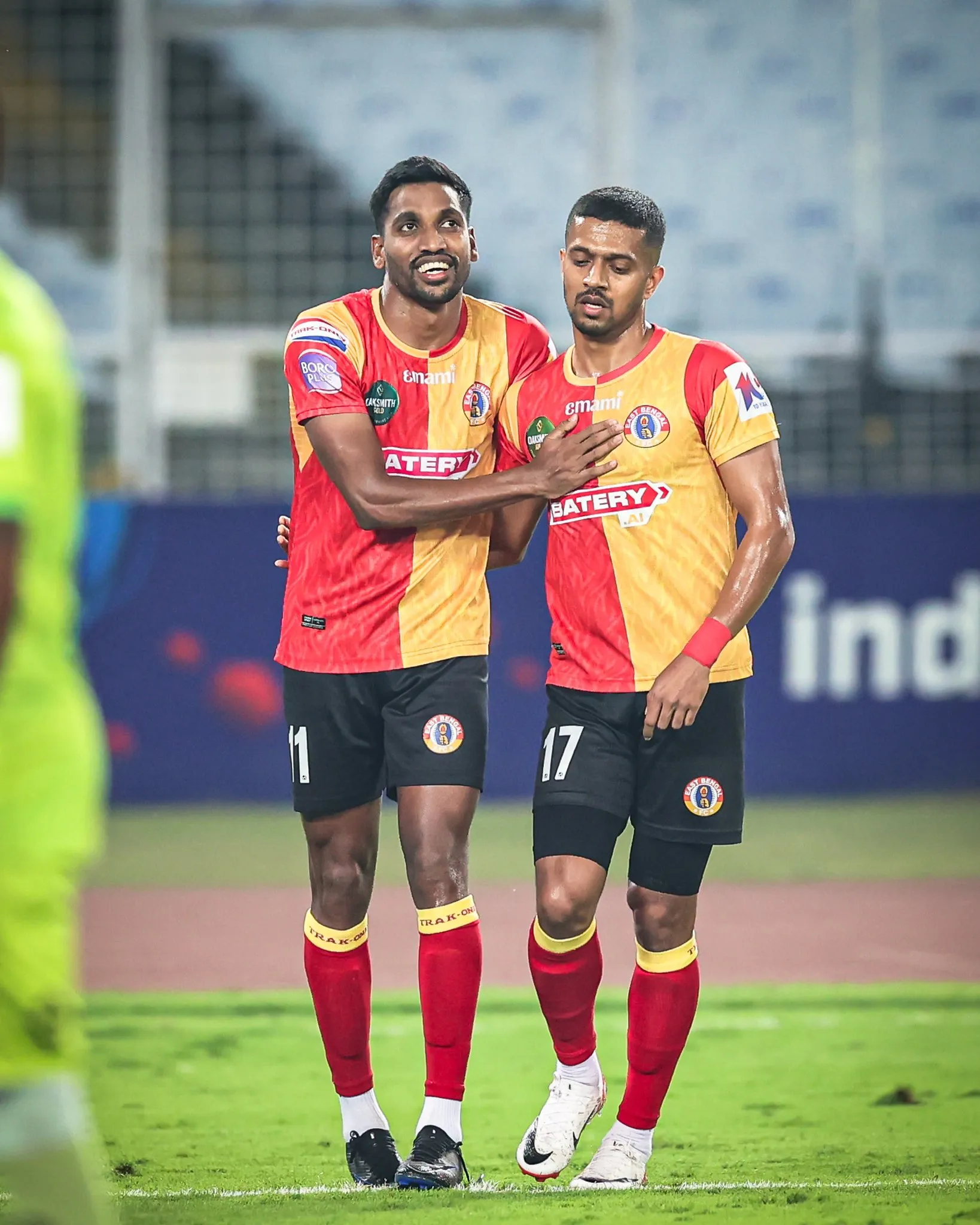 Nandha Kumar gave East Bengal the lead in the second half against Chennaiyin FC in Kolkata.  Image | East Bengal