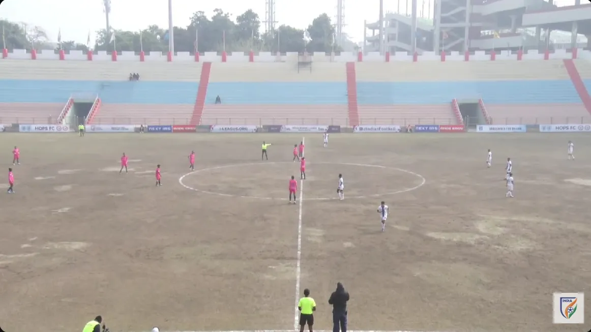 Ground conidtions of the Ambedkar Stadium in Delhi between HOPS FC vs Sethu FC match in IWL 2023-24  Image | Screenshot taken from YouTube