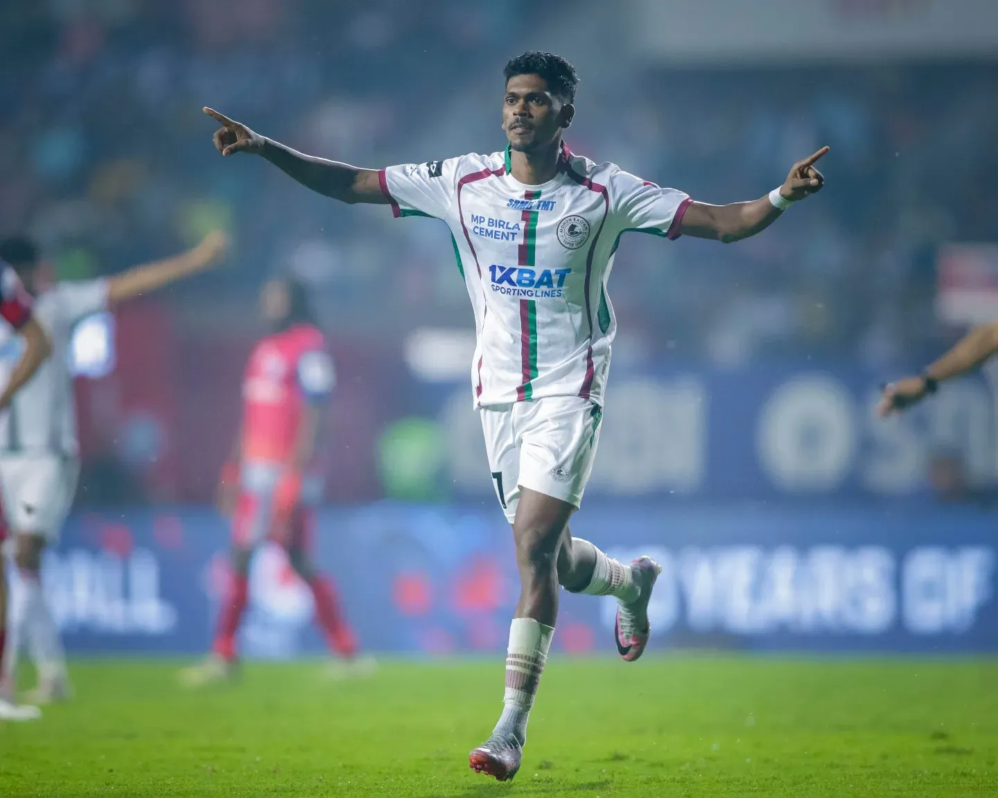 Liston Colaco after giving Mohun Bagan lead.  Image | MBSG on Twitter