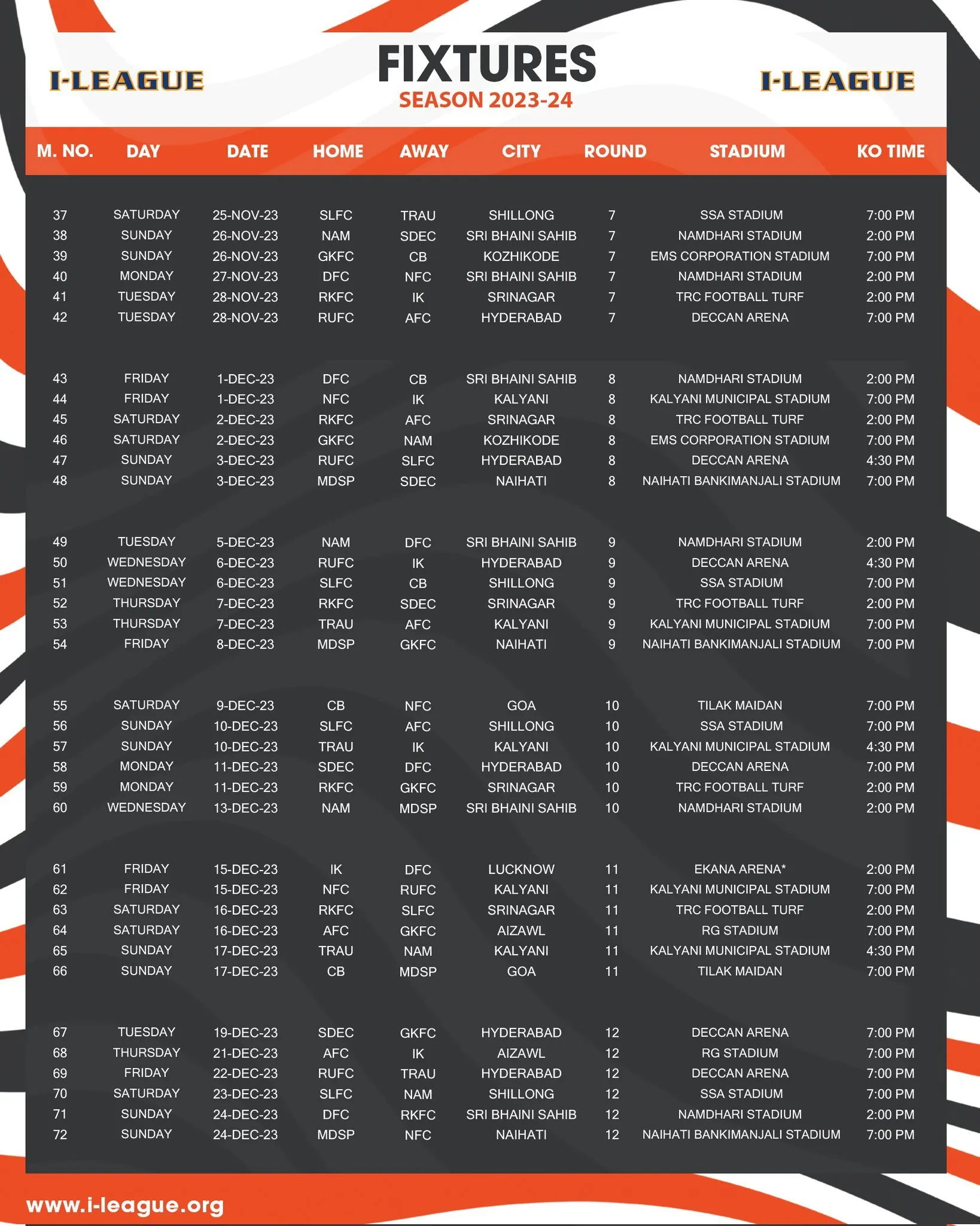 I-League 2023/24 fixtures  I-League 2023/24 fixtures