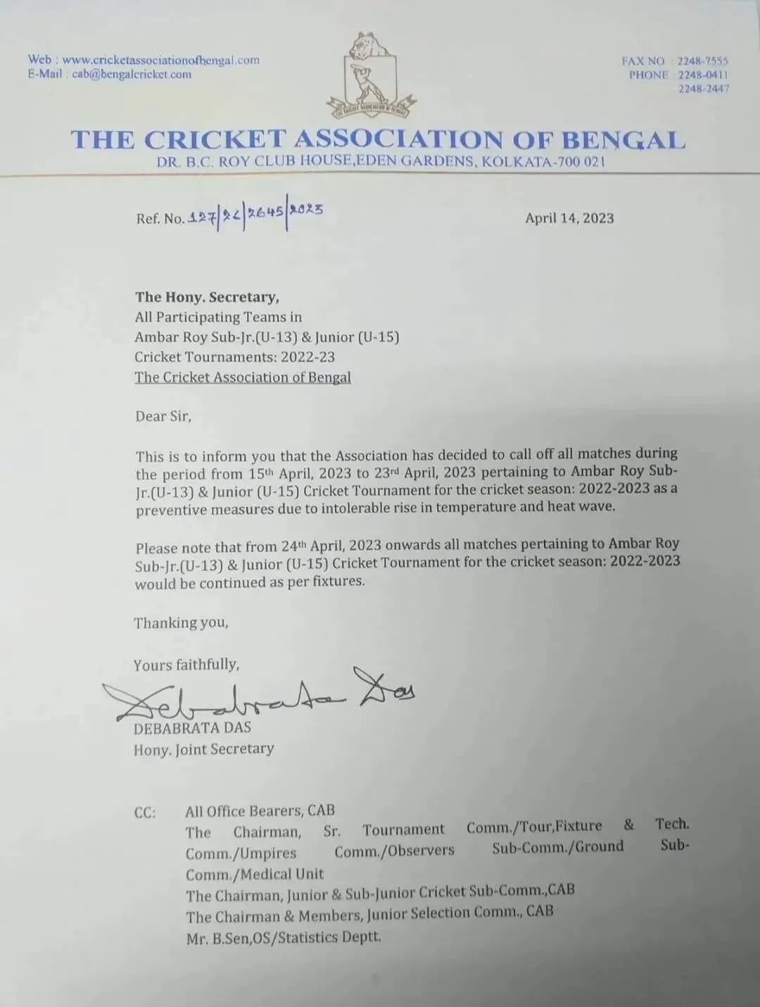 Cricket Association of Bengal | Sportz Point