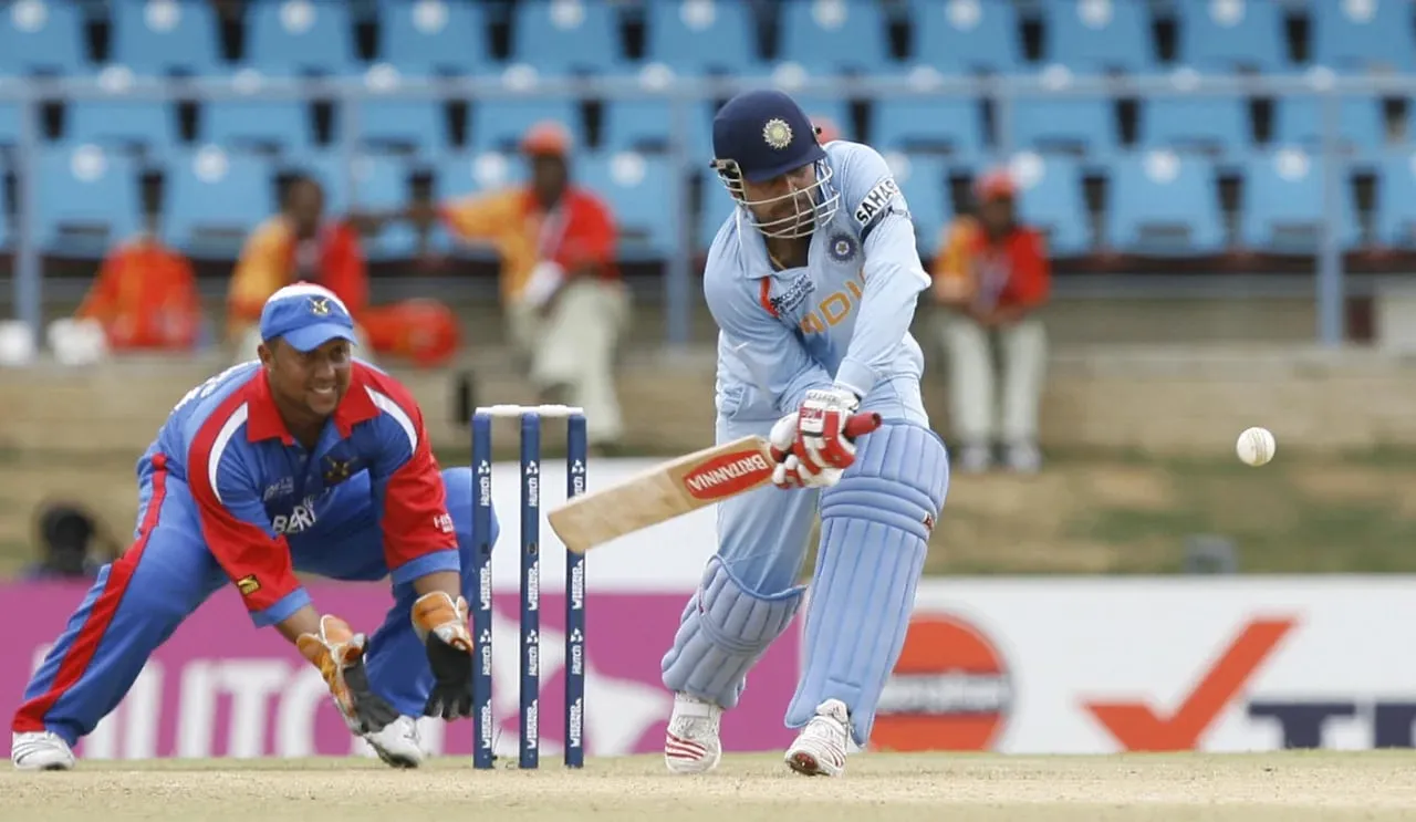 Virender Sehwag's 114 from 87 balls helped India go past 400 for the first time in their World Cup history.  Image: AFP