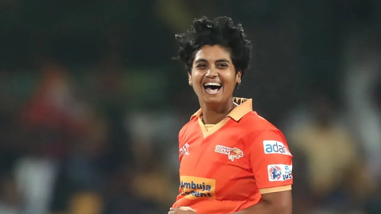 Meghna Singh took four wickets in the first inning against Delhi Capitals.  Image | BCCI