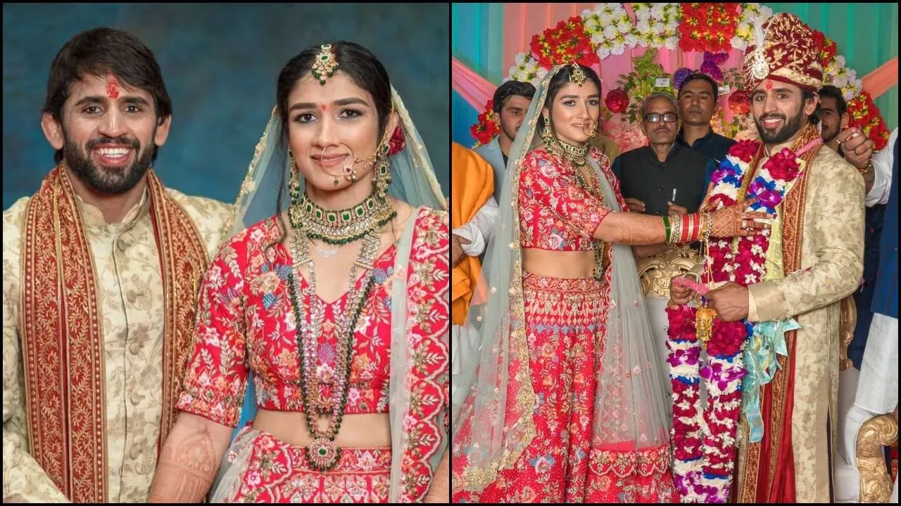 Bajrang Punia and Sangeeta Phogat got married in November 2020.  Image | DNA India