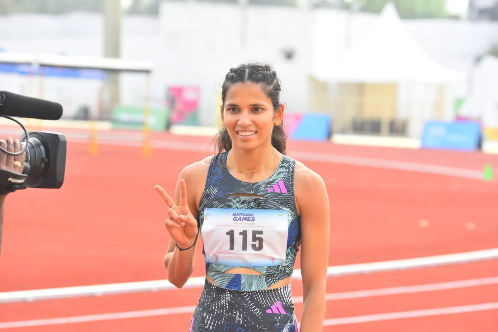 Jyothi Yarraji broke National Games record on way to winning the gold medal in 100 M hurdles. Image- Free Press Journal  