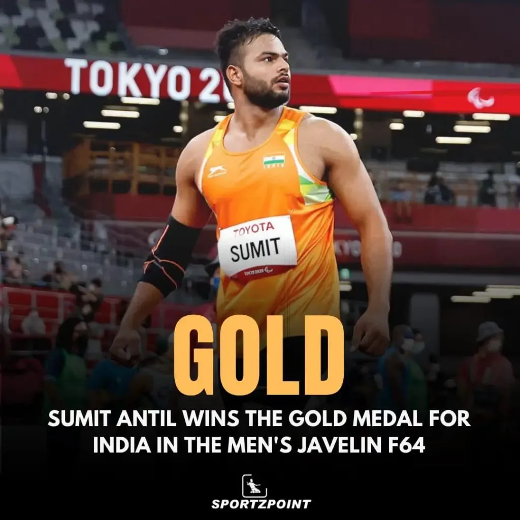 Sumit Antil Wins Gold in Men's Javelin F64 | SportzPoint.com