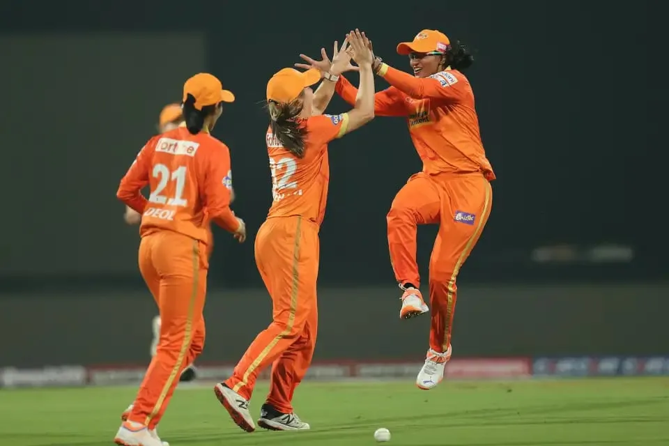 Gujarat Giants Celebrating the first wicket of Women's Premier League |Sportz Point