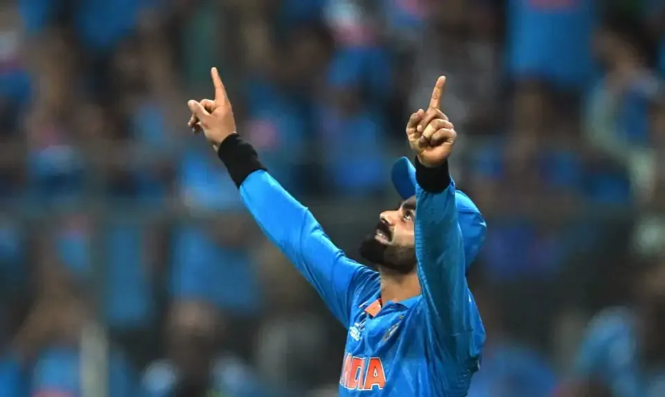 One step away now - Virat Kohli celebrates a great day for Indian cricket  Image - AFP/Getty