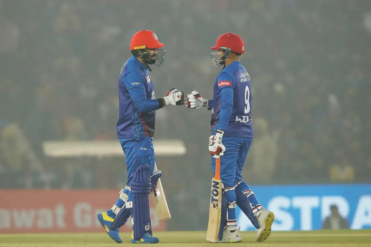 Nabi and Omarzai completed their fifty run partnership in just 32 balls.  Image | BCCI