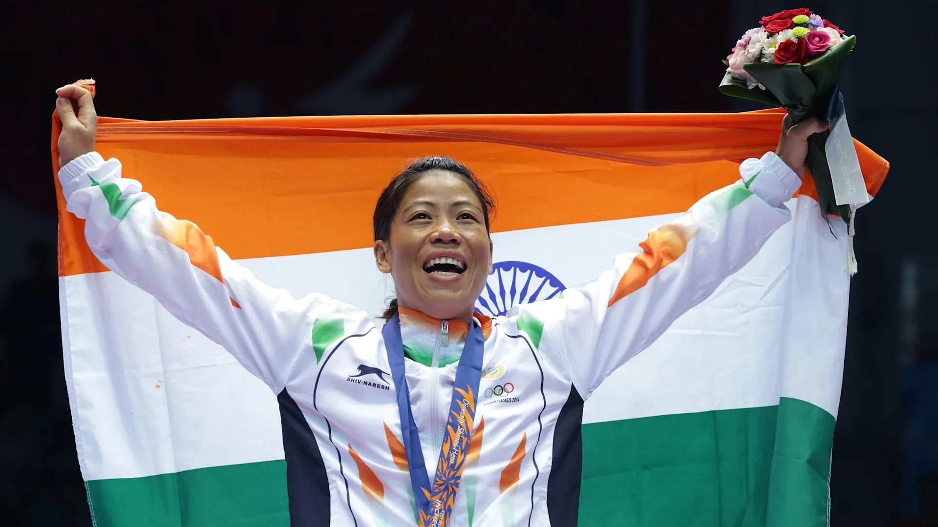 Mary Kom after winning the bronze medal in London Olympics.  