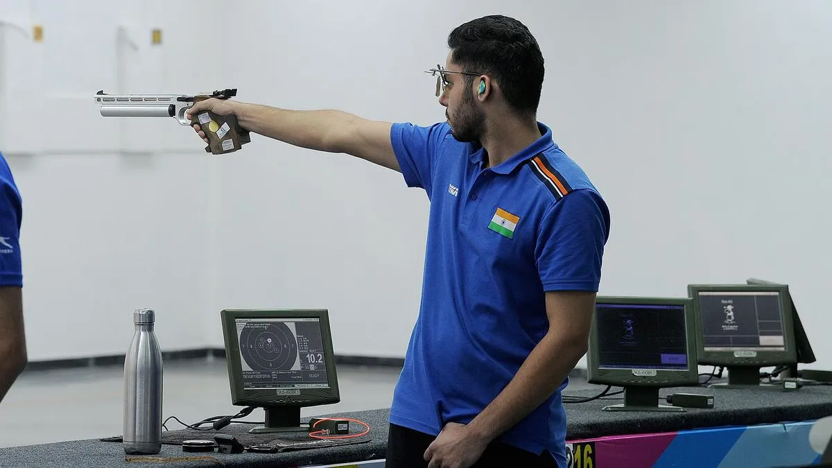 India's Vijayveer Sidhu confirmed the country's 17th Paris Olympic quota. Image- Sportstar - The Hindu  