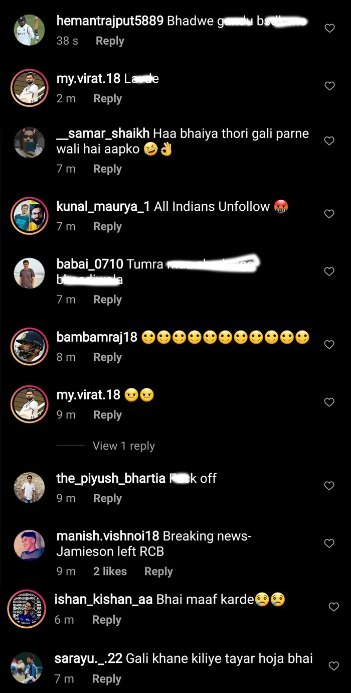 Virat Kohli fan's abusive comments on Kyle Jamieson's post | WTC Final | SportzPoint