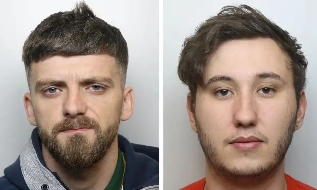 Jordan Parlour (left) and Tyler Kay are the first people charged for posting criminal messages online linked to the recent unrest. Composite: West Yorkshire Police/Northamptonshire Police/PA