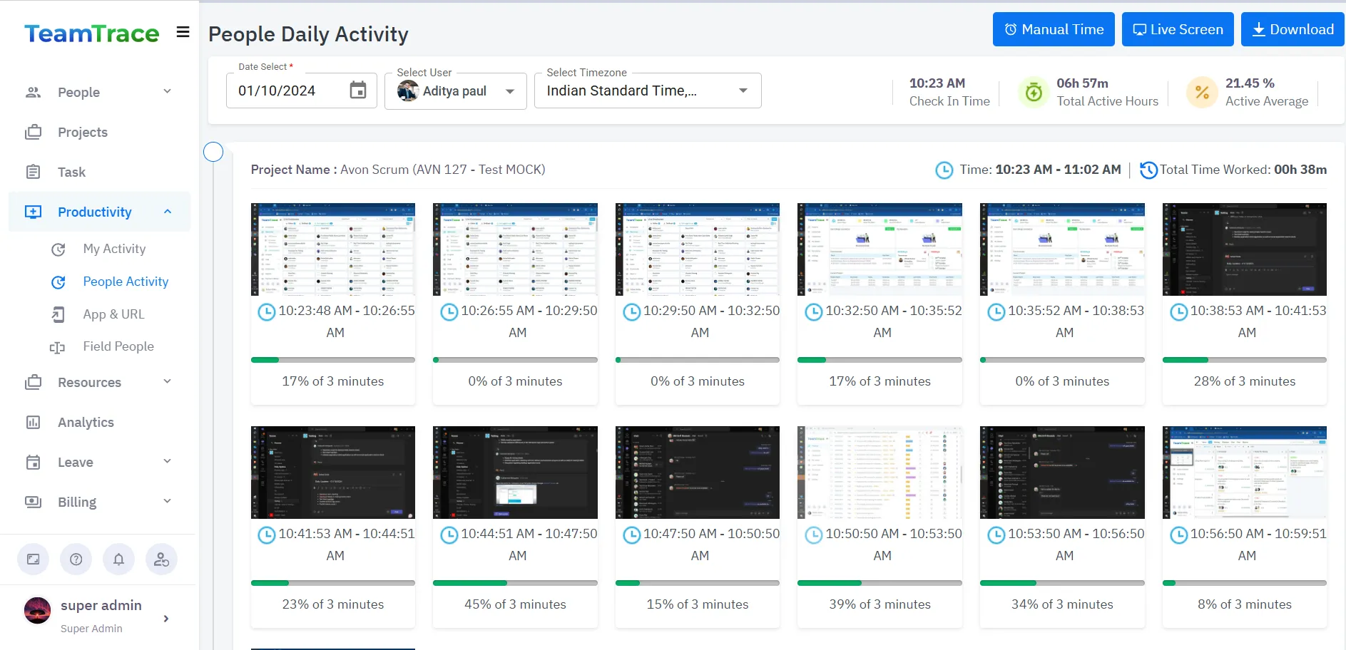 TeamTrace Dashboard