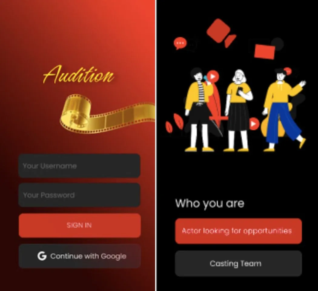 Audition Log In Page