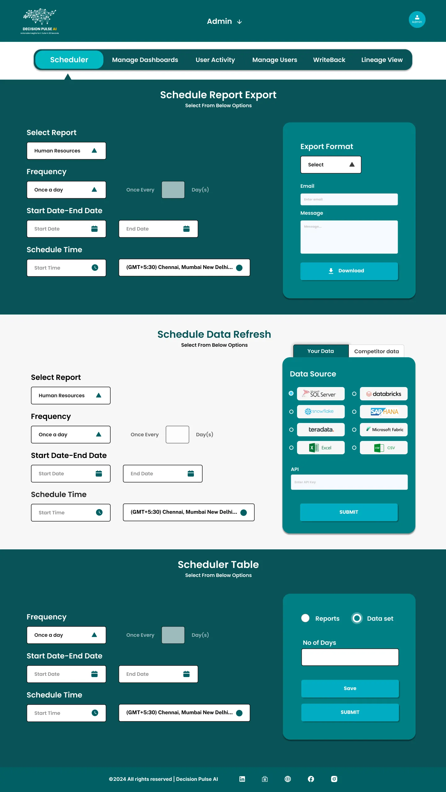 Admin Control Panel of Decision Pulse AI