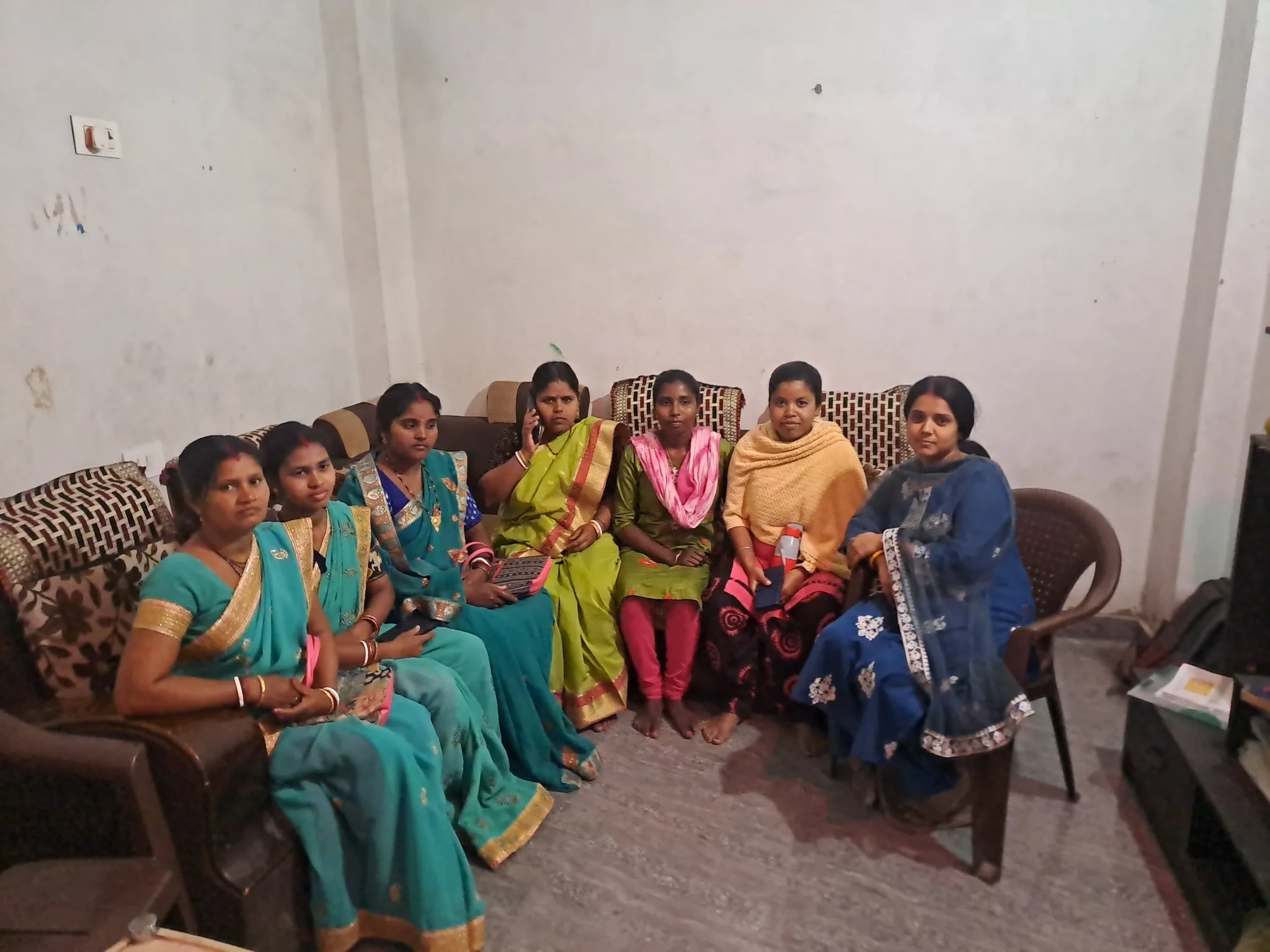 Rama Kumari with women who are taking training in mushroom farming