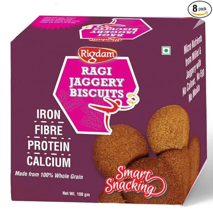 RIGDAM Ragi Jaggery Biscuit 100 gm (Pack of 2). jaggery biscuits