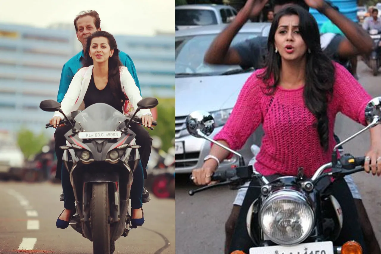 tamil actress who rides bike