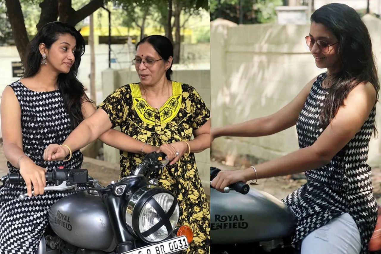 tamil actress who rides bike