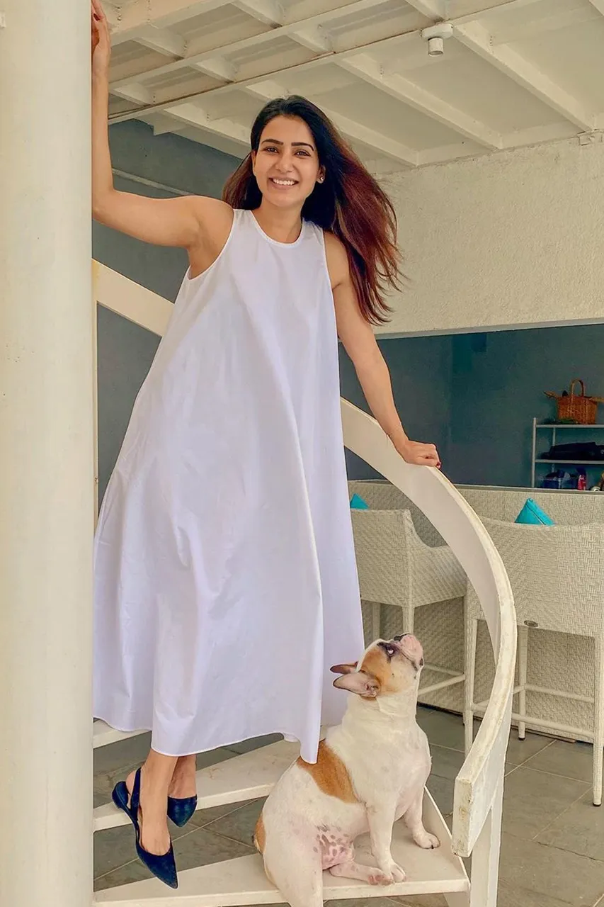 Samantha with pet dog