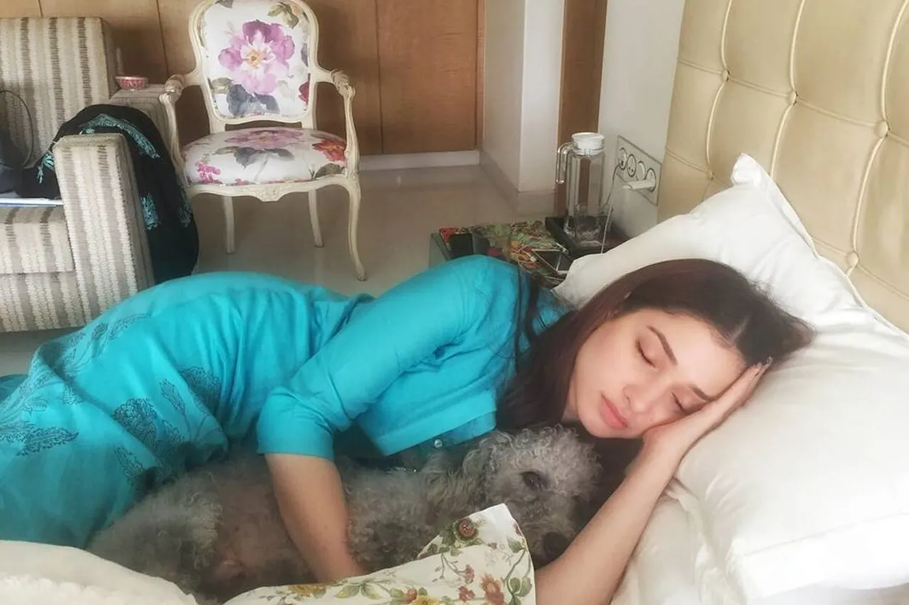 Tamannah with Pet Dog