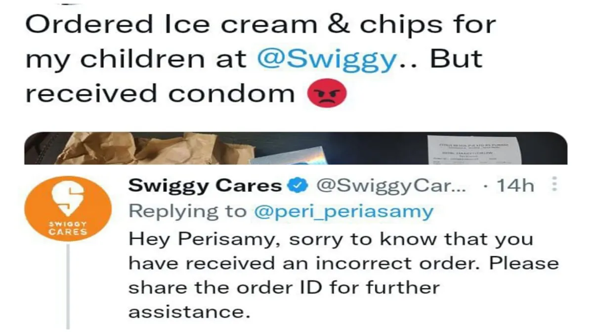 In Coimbatore Swiggy gave an ice cream orderer a condom