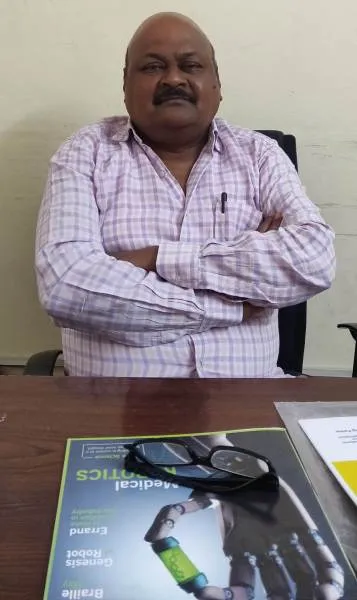 Migrant Rights Activist Bheem Reddy Mandha at his office in Hyderabad