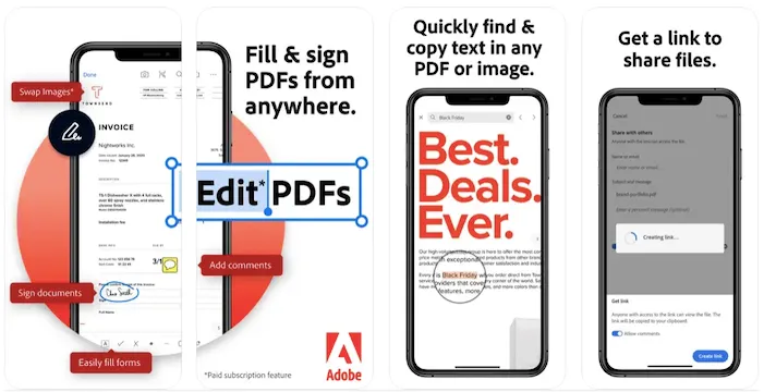 Adobe Acrobat pdf editor iPhone