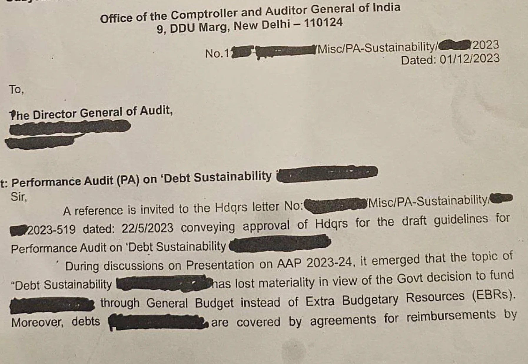 Debt Sustainability audit shelved