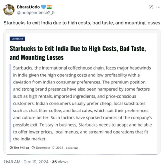 Starbucks false claim