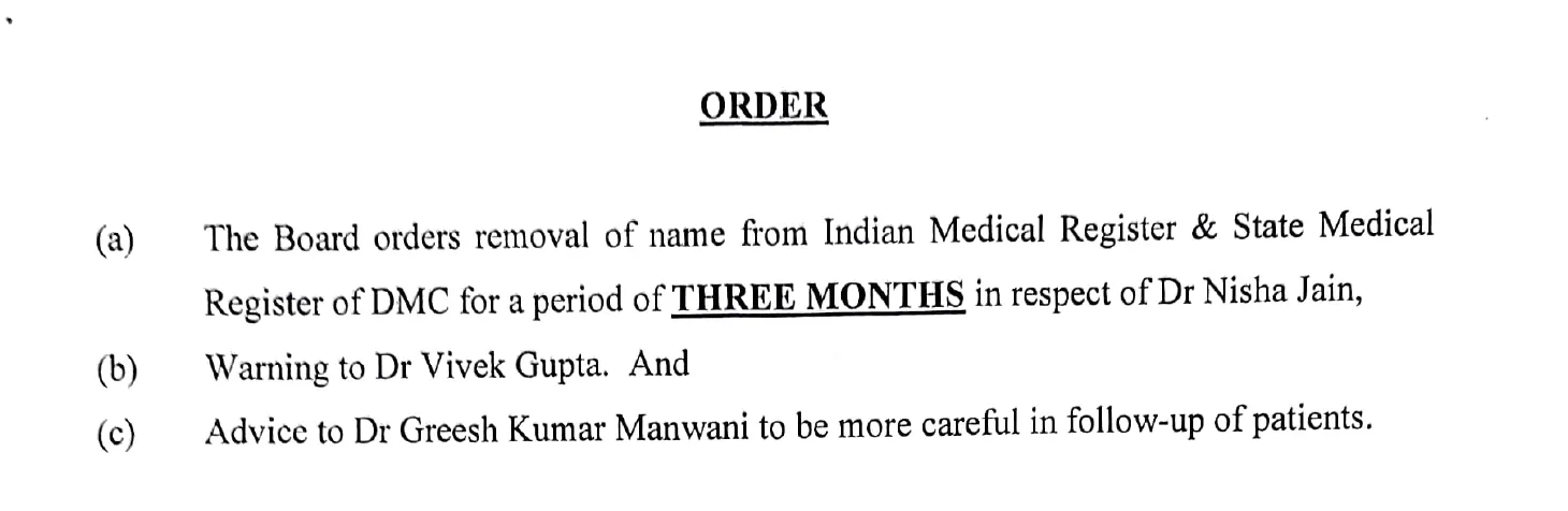 Saroj Hospital - NMC Order