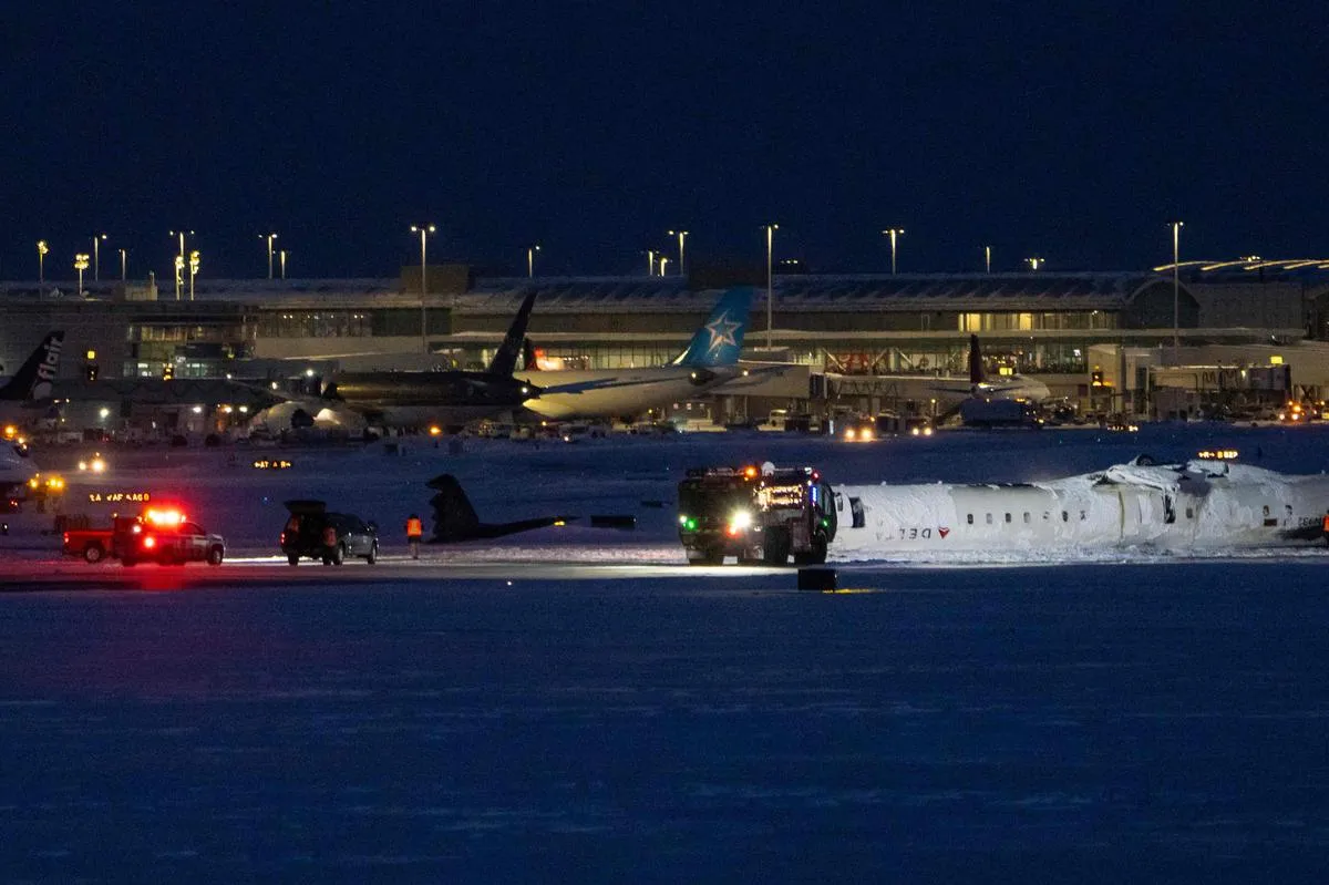 Delta plane flips on landing at Toronto airport, all 80 on board survive -  The Hindu