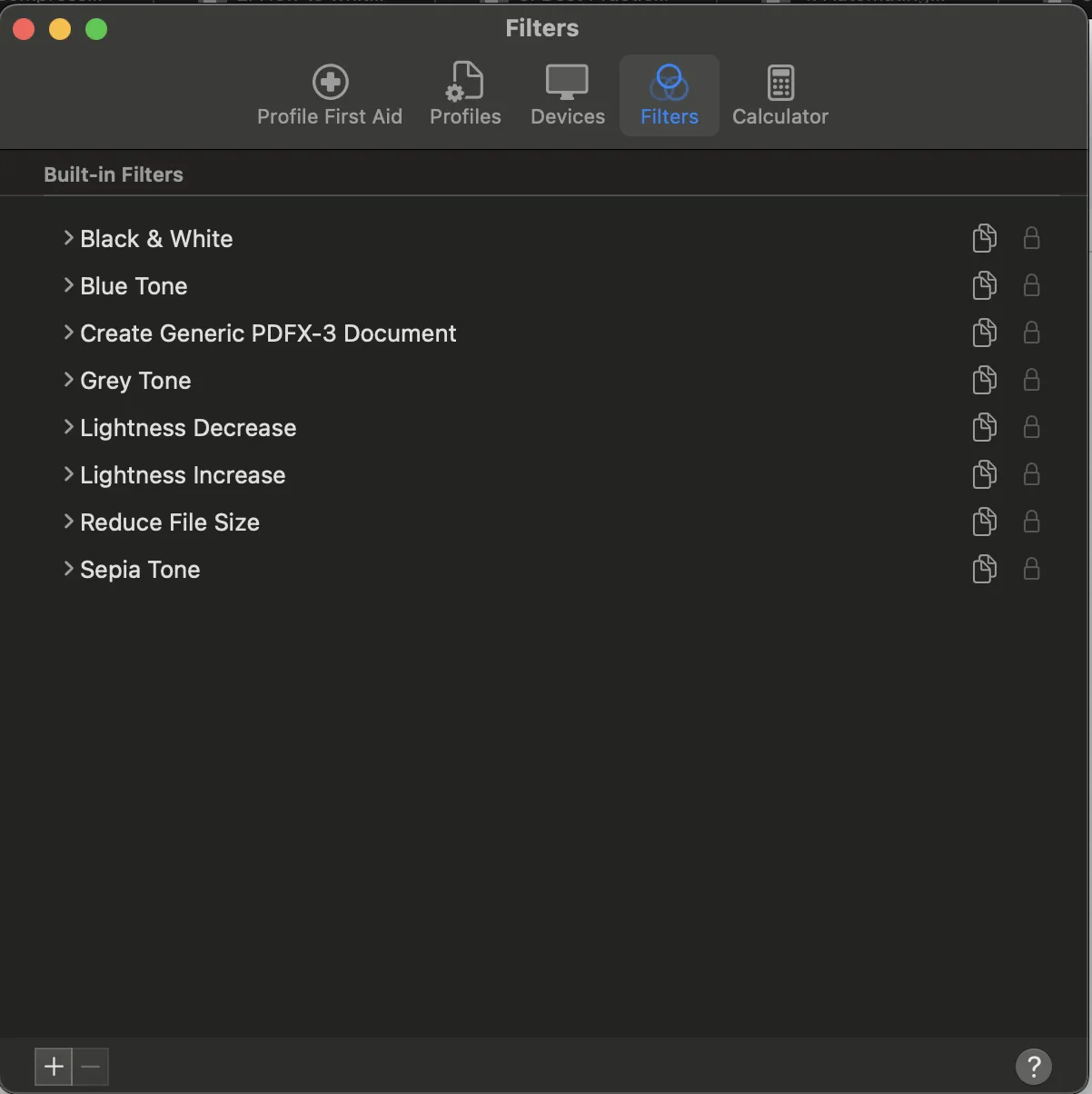 Filters in ColorSync