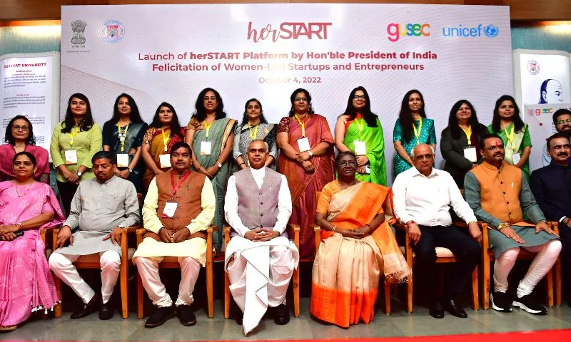 President Draupadi Murmu launches ‘herSTART’ – a start-up platform of Gujarat University for women entrepreneurs
